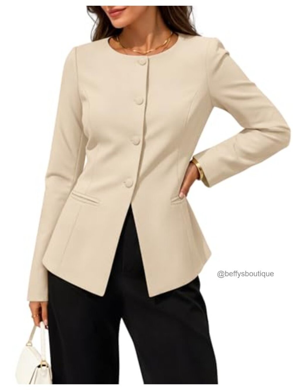 Womens Business Casual Blazer Suit Jacket Button Down Long Sleeve Work